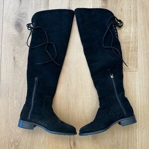 Aquatalia Nicki Black Suede Over the Knee Boots Size 6.5 | Waterproof Italy Made